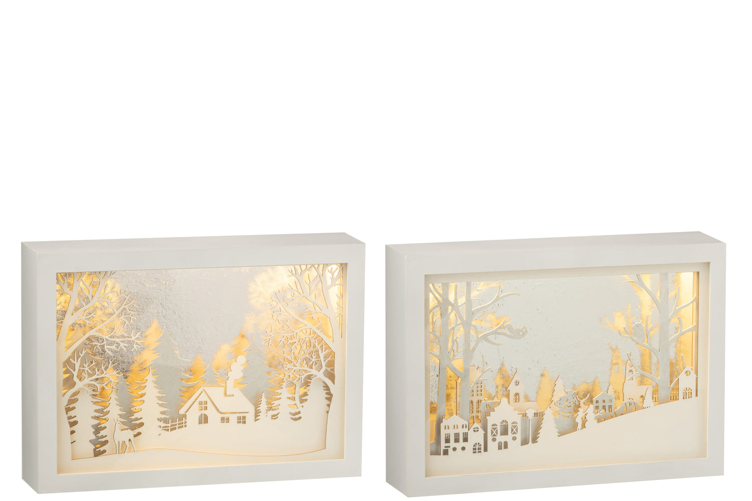 J-Line decoratie Kader 3D Winter - pvc|glas - zilver - 2 stuks