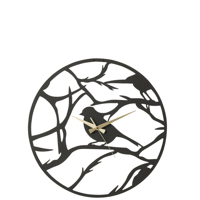 J-Line klok Vogel - metaal - zwart - Ø 49 cm