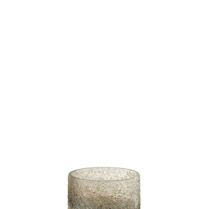 J-Line teelichthouder Gebroken - glas - zilver - extra small