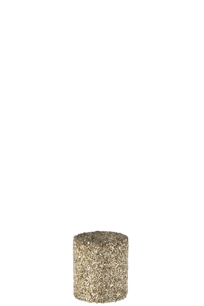 J-Line kaarshouder Cilinder Parel - glas - goud - 2 stuks