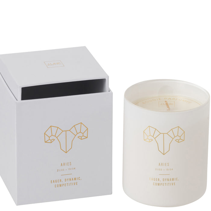 J-Line geurkaars Astro Ram – Sapphire Amber Tea – wit - 50U