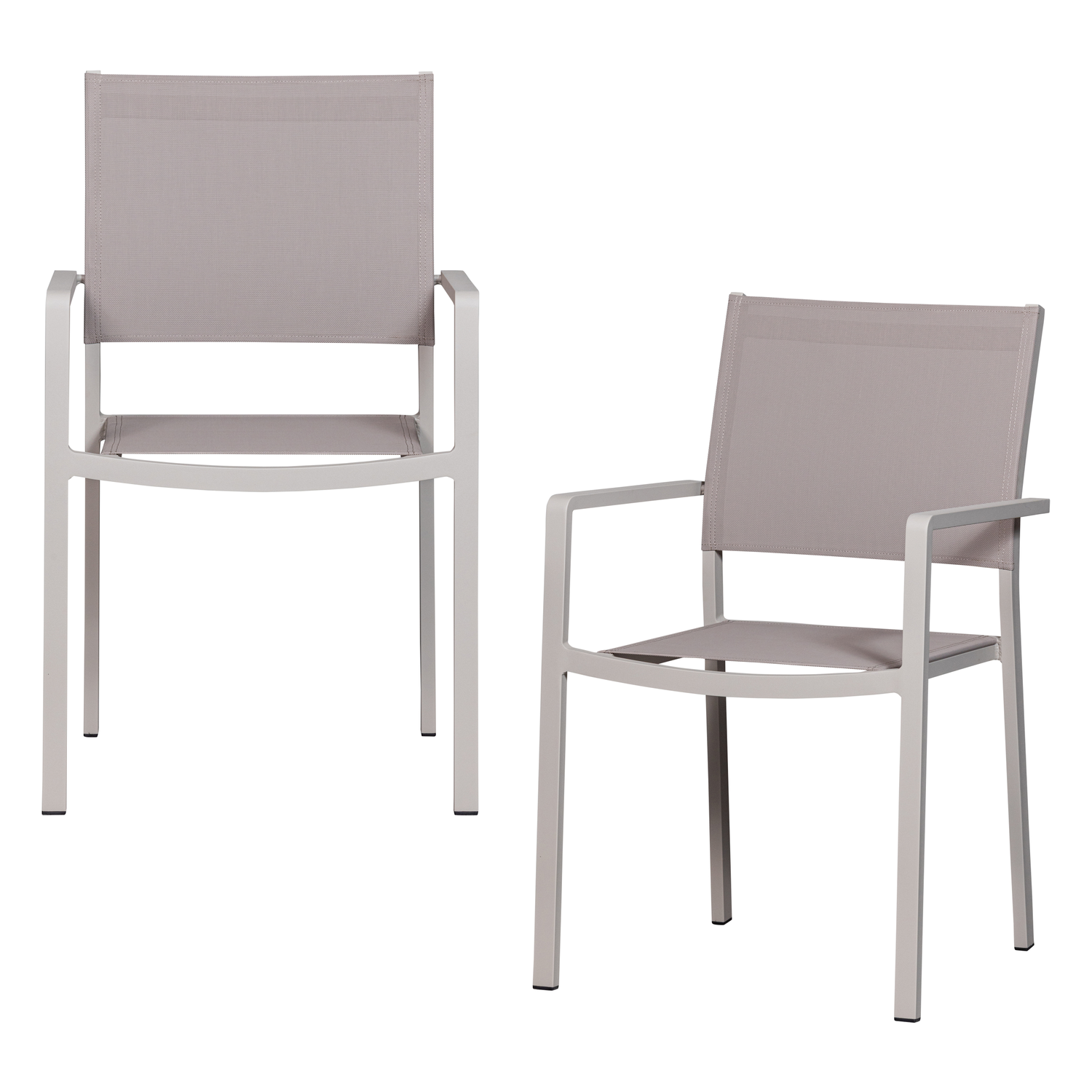 WOOOD Fowl Tuinstoel - Aluminium|Textileen - Zand - Set van 2