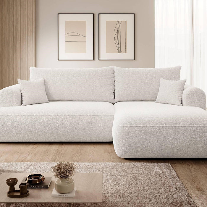 NADUVI Collection Philipa Hoekbank Rechts met Slaapfunctie - Bouclé - Crème