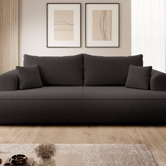 NADUVI Collection Philipa 3-zitsbank met Slaapfunctie - Bouclé - Antraciet
