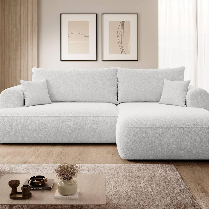NADUVI Collection Philipa Hoekbank Rechts met Slaapfunctie - Bouclé - Lichtgrijs