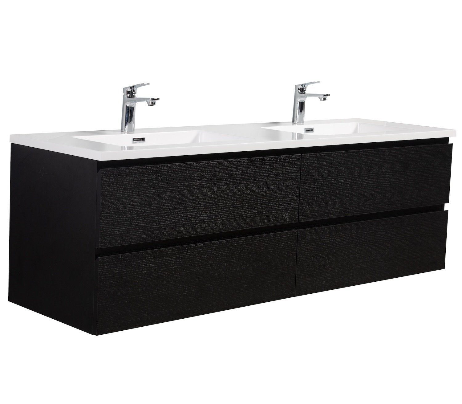 Badplaats Badkamermeubel Set Angela 160 cm - Zwart Houtnerf