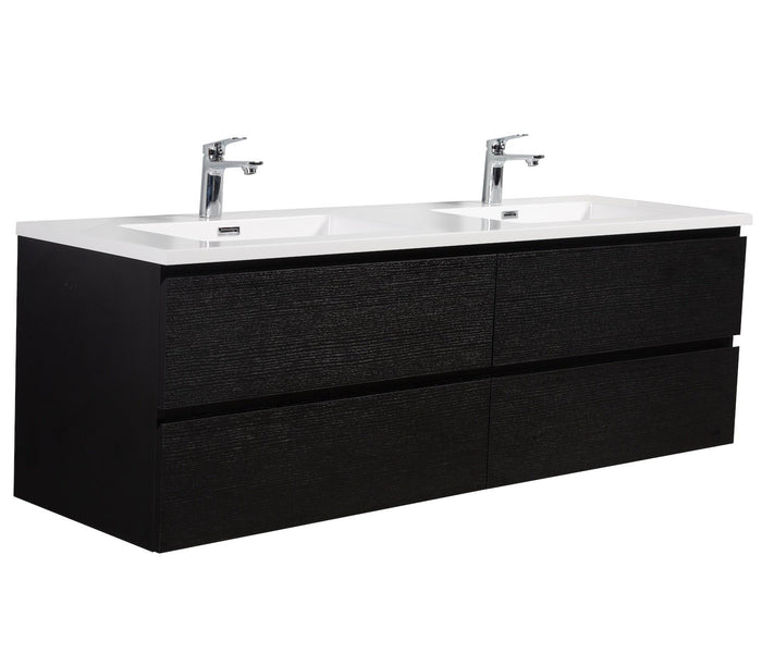 Badplaats Badkamermeubel Set Angela 160 cm - Zwart Houtnerf