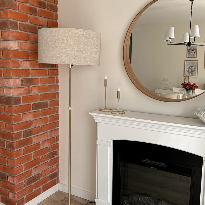 QAZQA Vloerlamp verstelbaar goud met kap lichtgrijs 50 cm - Parte