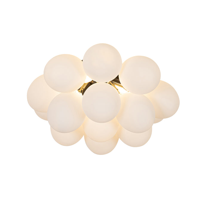 QAZQA Art deco plafondlamp zwart met opaal glas 4-lichts - Uvas