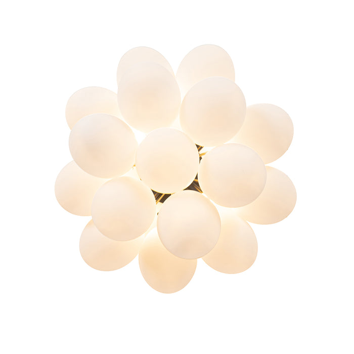 QAZQA Art deco plafondlamp zwart met opaal glas 4-lichts - Uvas