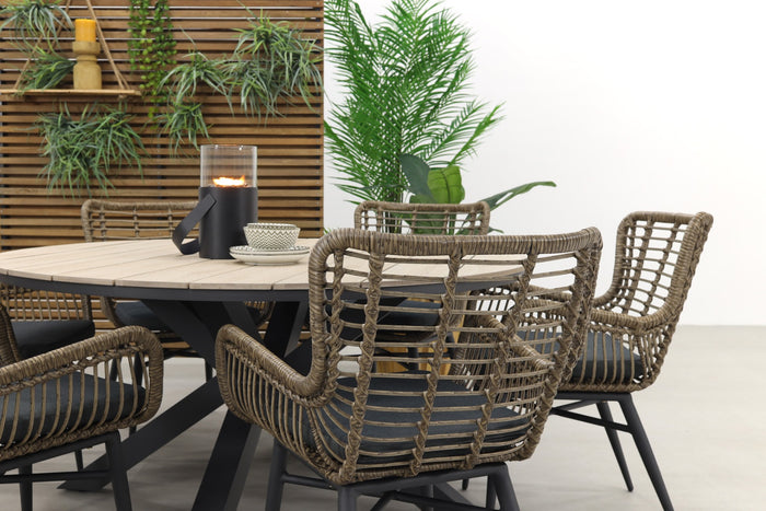 Jasmine natural | Garden Impressions Edison 148 cm. - ronde tuinset