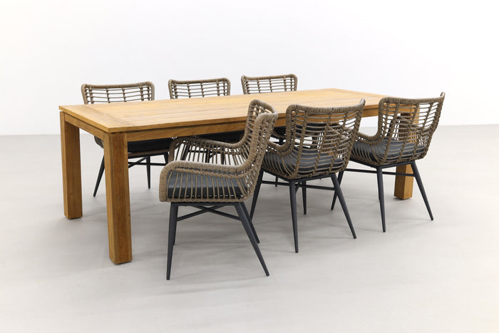 VDG Jasmine natural|Rome brown 240 cm. tuinset - 7-delig