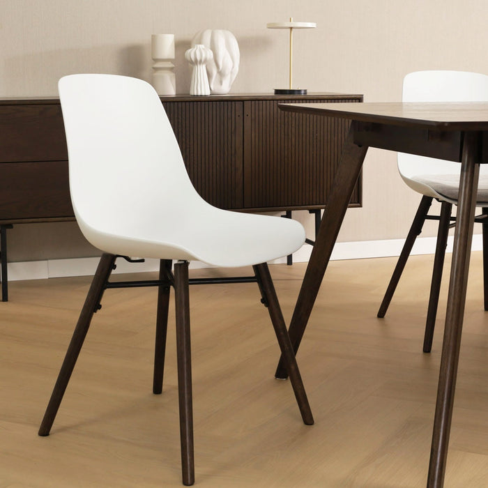 Nolon Nena-Pip Eetkamerstoel Wit - Kunststof - Walnoot Poten