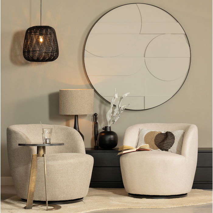 WOOOD Serra Draaifauteuil - Polyester - Zand - 75x70x69