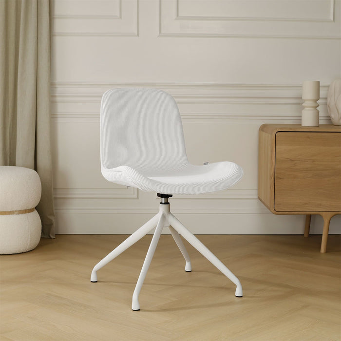 Nolon Nola-Fé Eetkamerstoel Rib Crème - Draaibaar Wit Onderstel