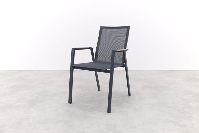 VDG Atmos stapelbare tuinstoel - Antraciet|Teak