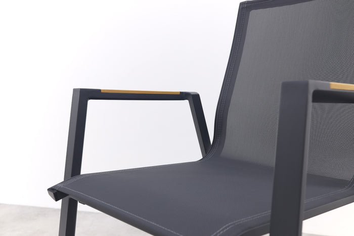 VDG Atmos stapelbare tuinstoel - Antraciet|Teak