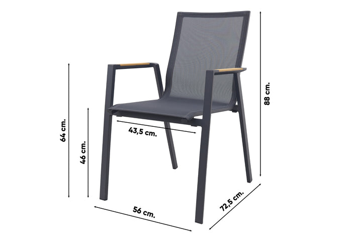 VDG Atmos stapelbare tuinstoel - Antraciet|Teak