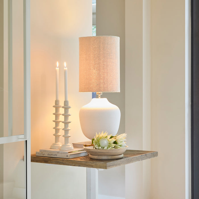 Riviera Maison Kaarsenstandaard Wit - Azure - Aardewerk (ØxH) 10x36