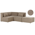 Beliani - LEMVIG - Hoekbank 3-zits - Taupe - Rechterzijde - Corduroy