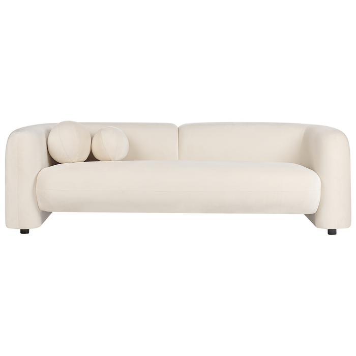 Beliani - LEIREN - Driezitsbank - Gebroken wit - Fluweel