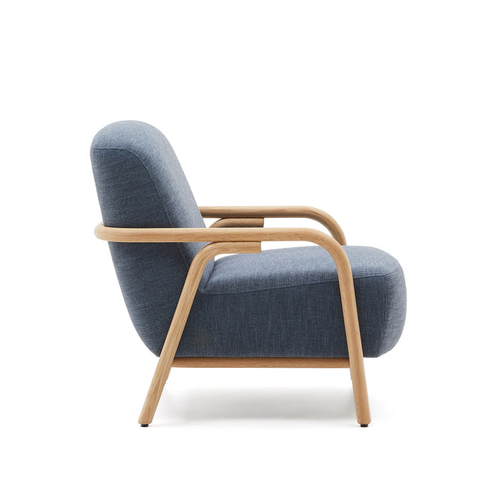 Kave Home - Blauwe fauteuil Sylo van FSC 100% massief essenhout