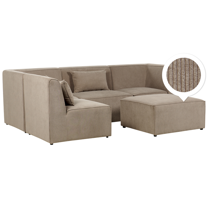 Beliani - LEMVIG - Hoekbank 4-zits - Taupe - Rechterzijde - Corduroy