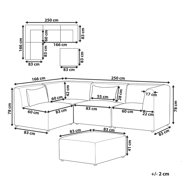 Beliani - LEMVIG - Hoekbank 4-zits - Taupe - Rechterzijde - Corduroy