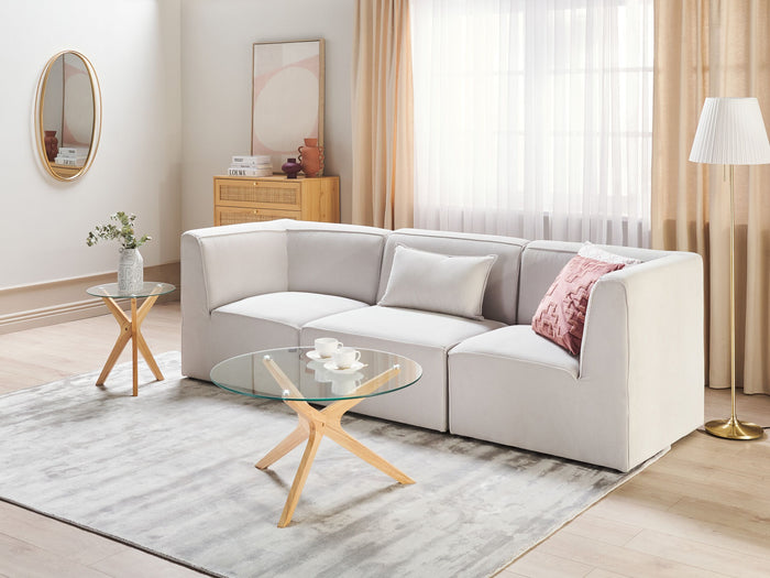 Beliani - LEMVIG - Driezitsbank - Gebroken wit - Corduroy