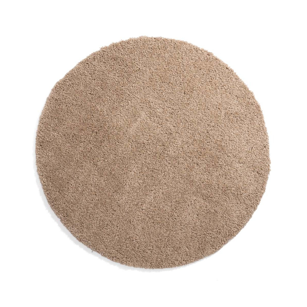 Tapeso Rond hoogpolig vloerkleed shaggy Grand effen - beige - 200 cm