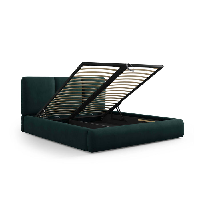 Windsor & Co Horizon Bedframe met Opbergvak - 160 x 200 cm - Chenille - Flessengroen