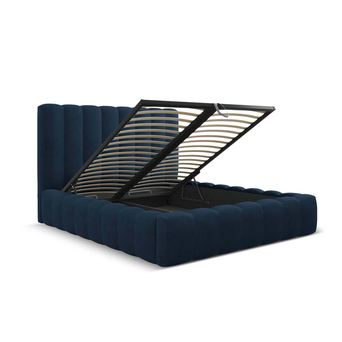 Milo Casa Bedframe Gina met Opbergruimte - 160 x 200 cm - Geweven - Koningsblauw