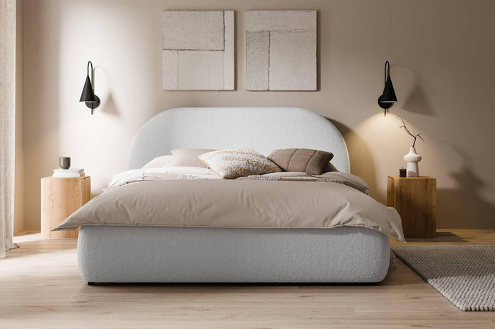 NADUVI Collection Philipa Bedframe - 180 x 200 cm - Bouclé - Lichtgrijs