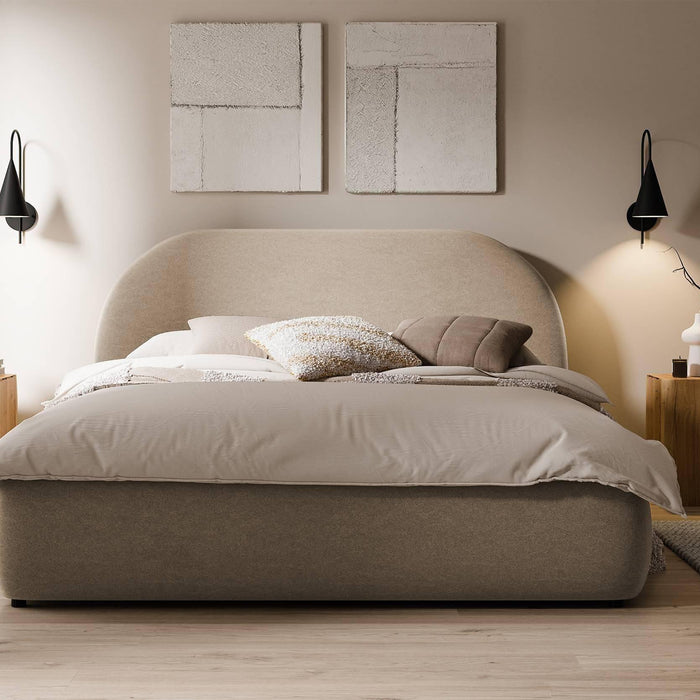NADUVI Collection Philipa Bedframe - 180 x 200 cm - Fluweel - Lichtbeige