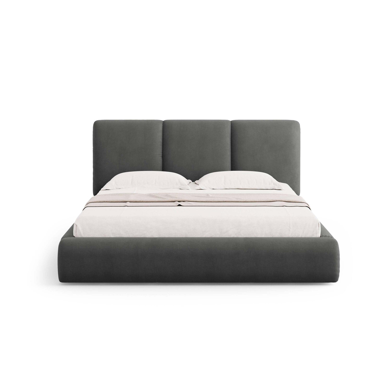 Windsor & Co Horizon Bedframe met Opbergvak - 160 x 200 cm - Chenille - Donkergrijs