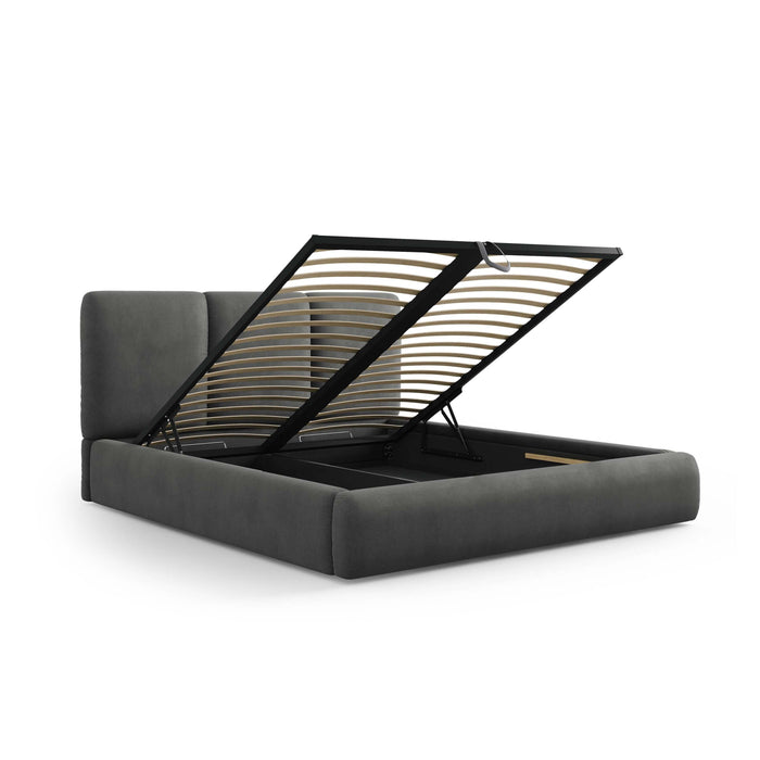 Windsor & Co Horizon Bedframe met Opbergvak - 160 x 200 cm - Chenille - Donkergrijs