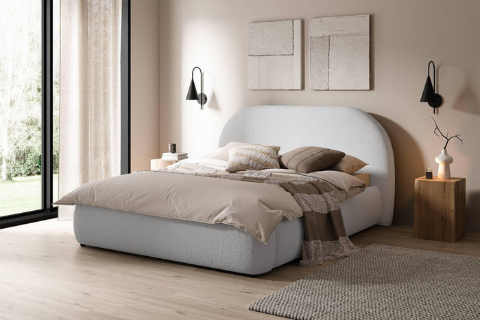 NADUVI Collection Philipa Bedframe - 140 x 200 cm - Bouclé - Lichtgrijs