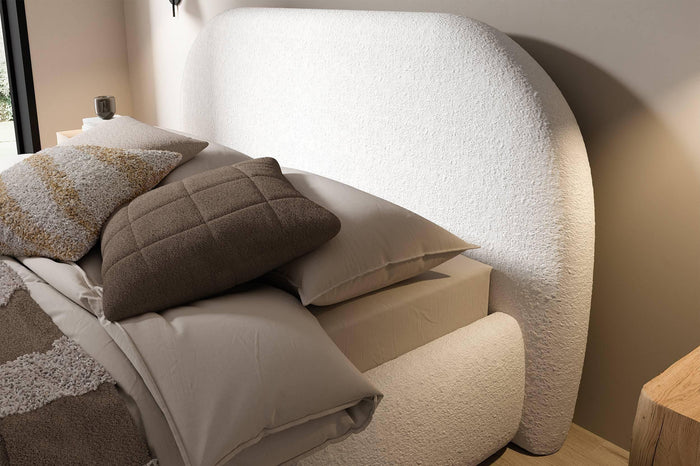NADUVI Collection Philipa Bedframe - 180 x 200 cm - Bouclé - Wit