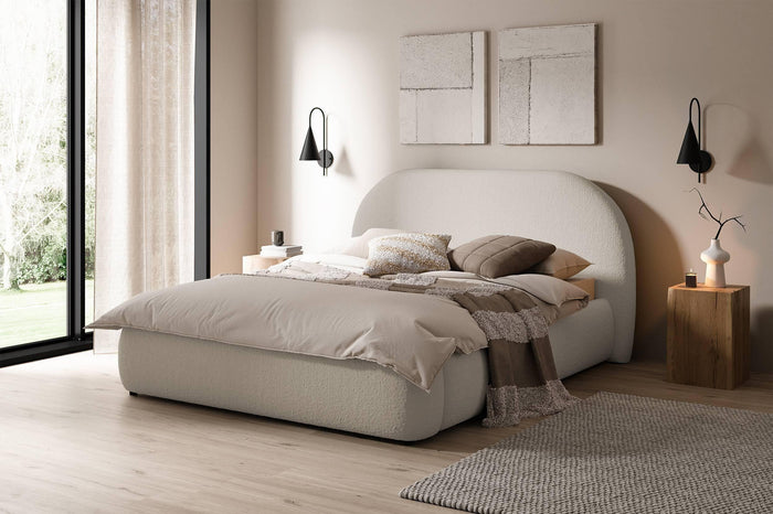NADUVI Collection Philipa Bedframe - 180 x 200 cm - Bouclé - Lichtbeige