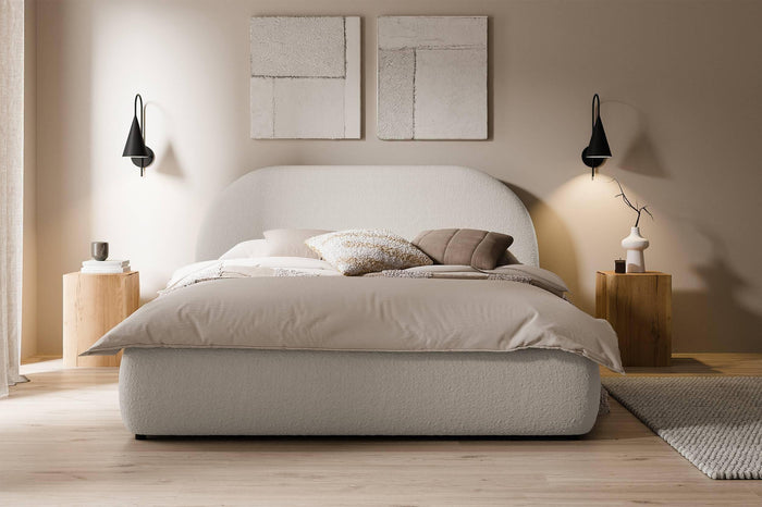 NADUVI Collection Philipa Bedframe - 180 x 200 cm - Bouclé - Lichtbeige