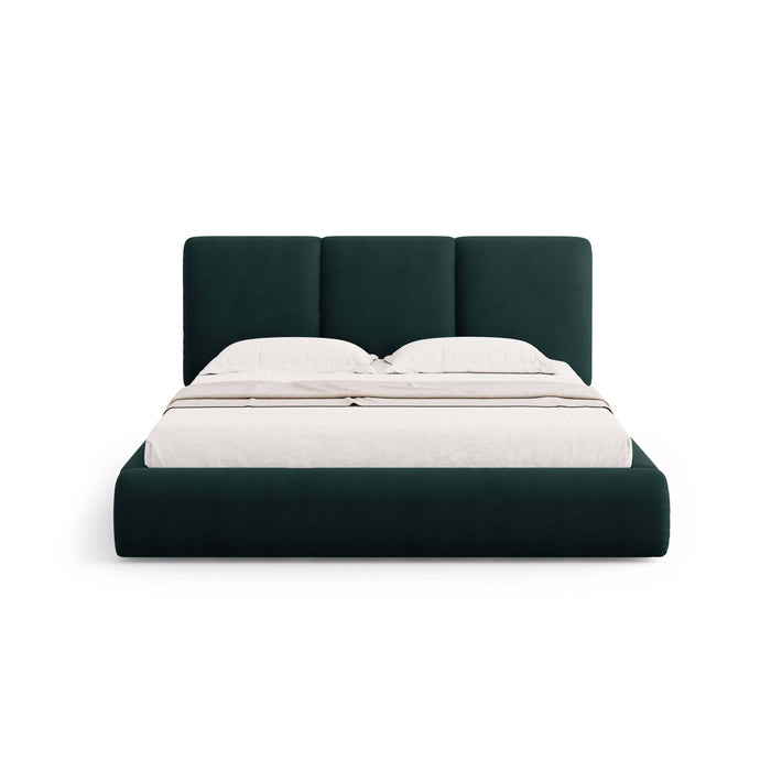 Windsor & Co Horizon Bedframe met Opbergvak - 200 x 200 cm - Chenille - Flessengroen