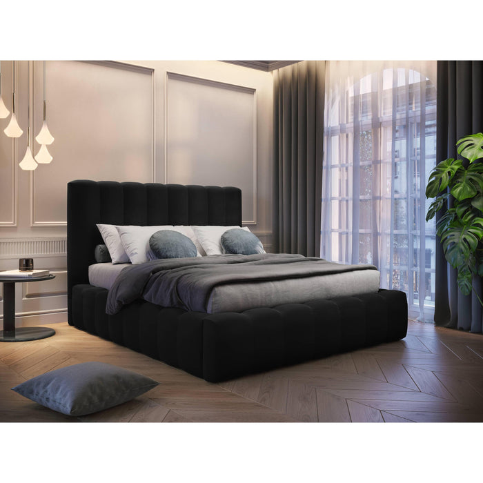 Milo Casa Bedframe Gina met Opbergruimte - 140 x 200 cm - Fluweel - Zwart