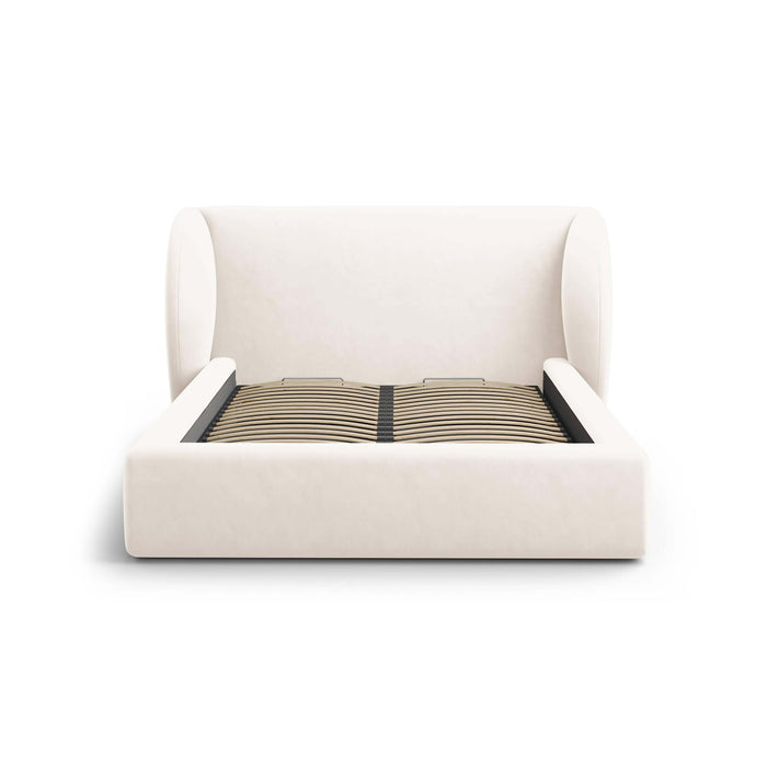 Micadoni Bedframe Miley met Opbergruimte - 140 x 200 cm - Fluweel - Crème