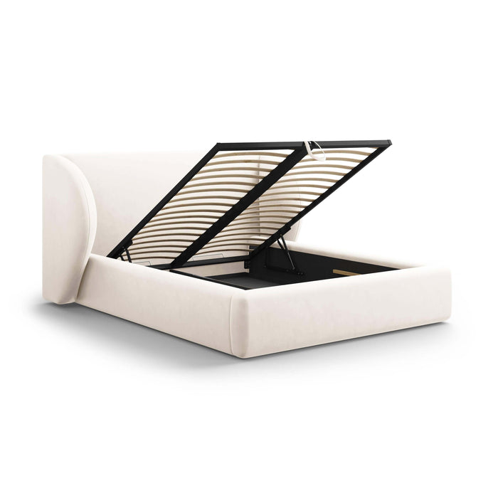 Micadoni Bedframe Miley met Opbergruimte - 140 x 200 cm - Fluweel - Crème