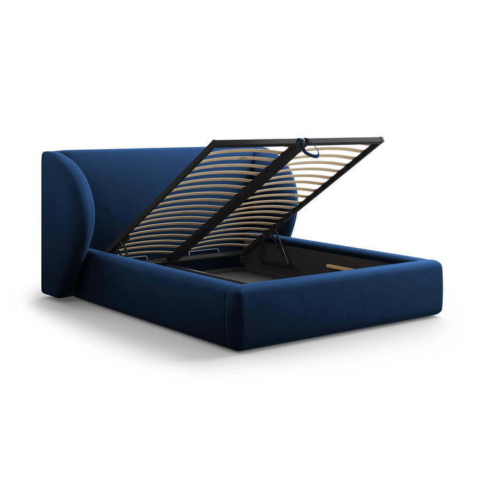 Micadoni Bedframe Miley met Opbergruimte - 180 x 200 cm - Fluweel - Koningsblauw