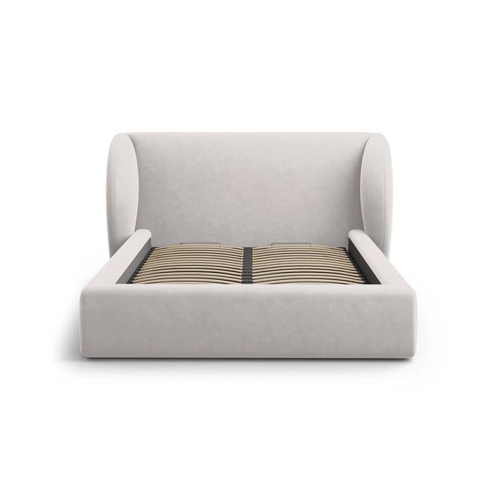 Micadoni Bedframe Miley met Opbergruimte - 200 x 200 cm - Fluweel - Lichtgrijs