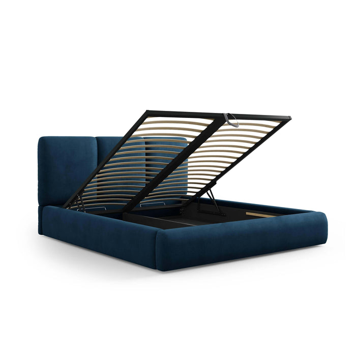 Windsor & Co Horizon Bedframe met Opbergvak - 200 x 200 cm - Chenille - Koningsblauw
