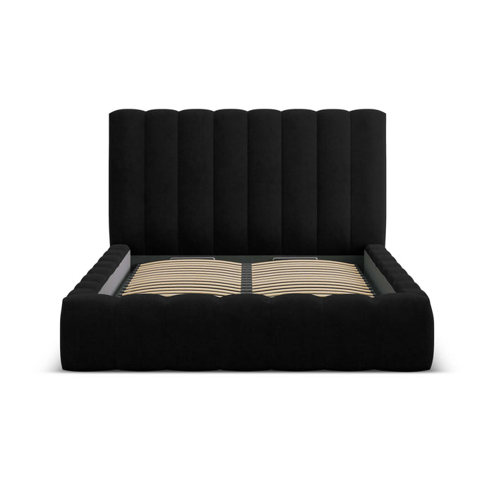 Milo Casa Bedframe Gina met Opbergruimte - 160 x 200 cm - Geweven - Zwart