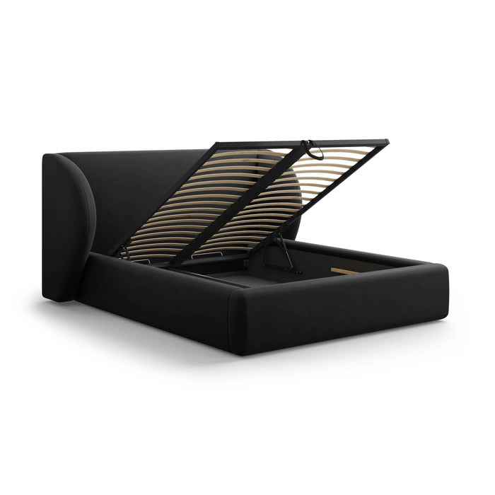 Micadoni Bedframe Miley met Opbergruimte - 140 x 200 cm - Fluweel - Zwart