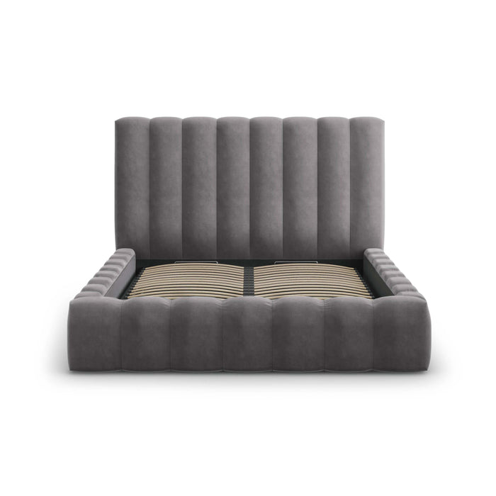 Milo Casa Bedframe Gina met Opbergruimte - 180 x 200 cm - Fluweel - Grijs